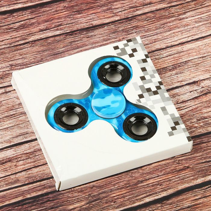 Спиннер "Камуфляж" синий, черный вставки 6,5*6,5*1