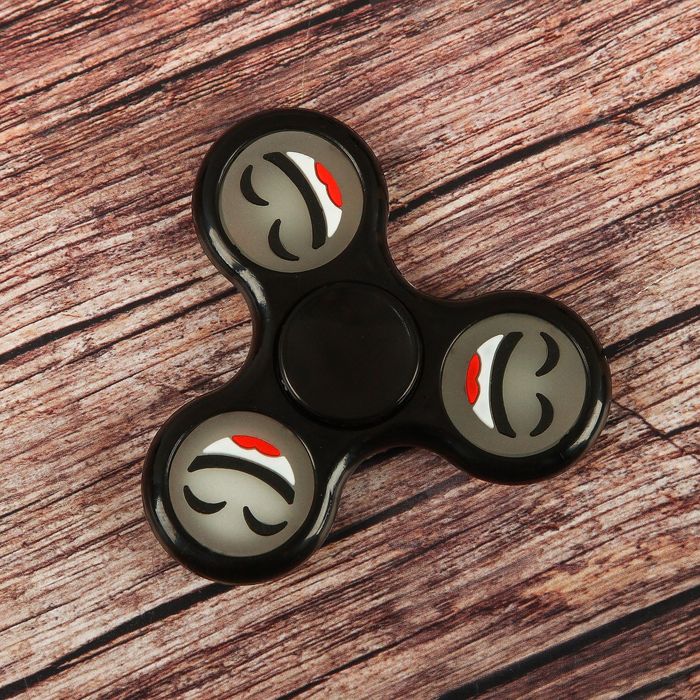 Спиннер "Смайл" черный, Флуоресцентный 6,5*6,5*1