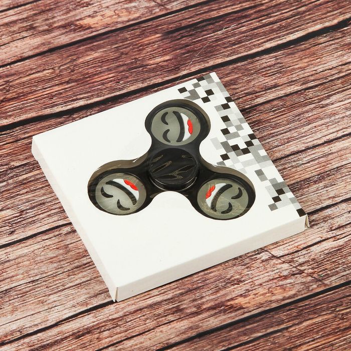 Спиннер "Смайл" черный, Флуоресцентный 6,5*6,5*1