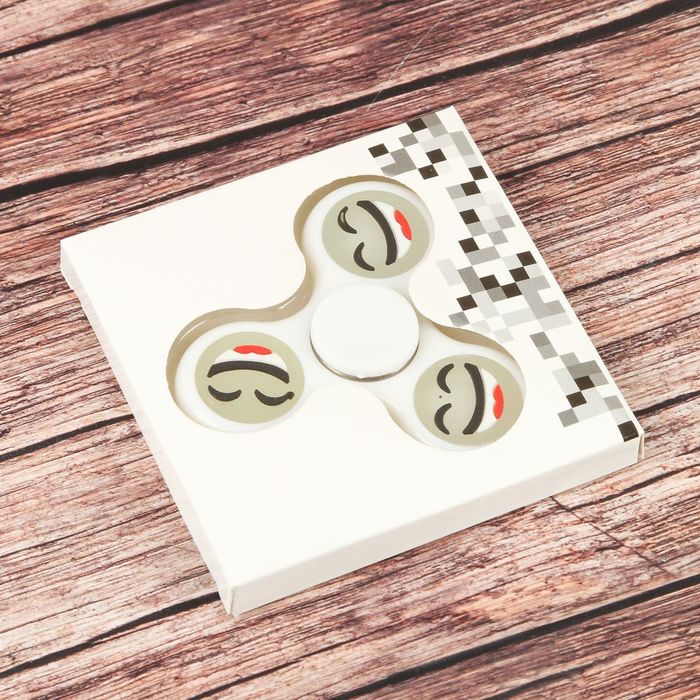 Спиннер "Смайл" белый, Флуоресцентный 6,5*6,5*1