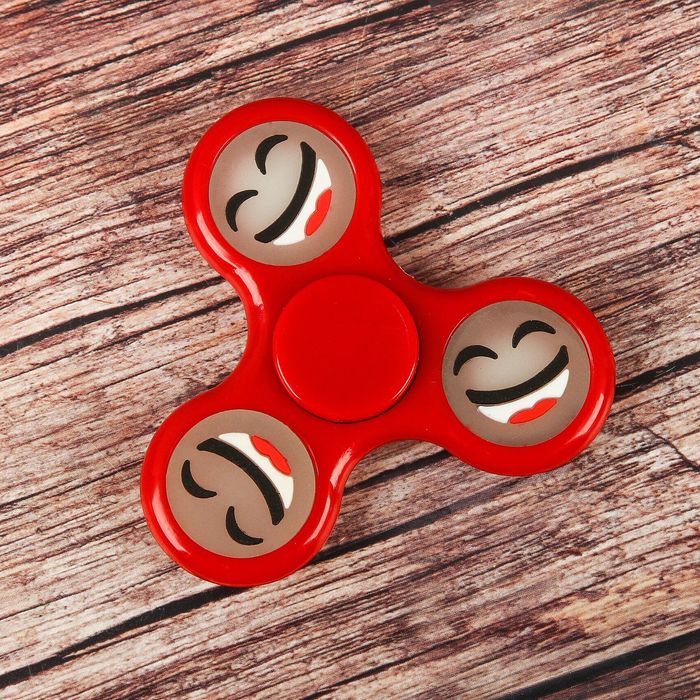 Спиннер "Смайл" красный, Флуоресцентный 6,5*6,5*1