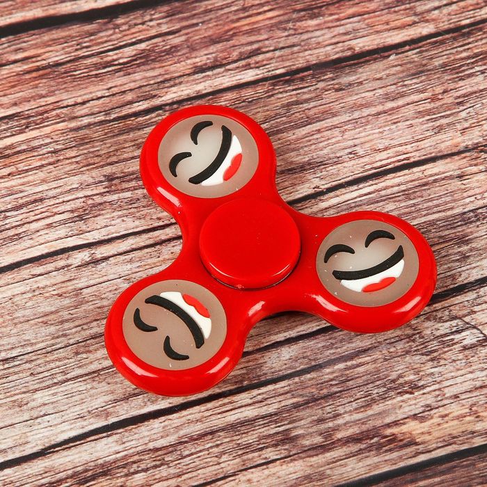 Спиннер "Смайл" красный, Флуоресцентный 6,5*6,5*1