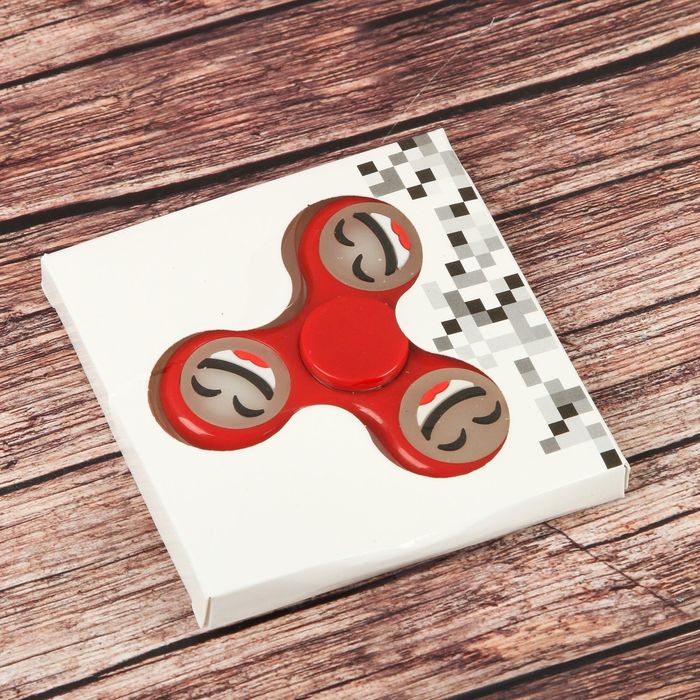 Спиннер "Смайл" красный, Флуоресцентный 6,5*6,5*1