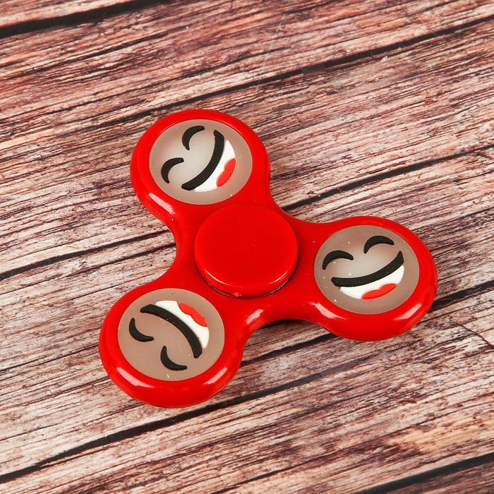 Спиннер "Смайл" красный, Флуоресцентный 6,5*6,5*1