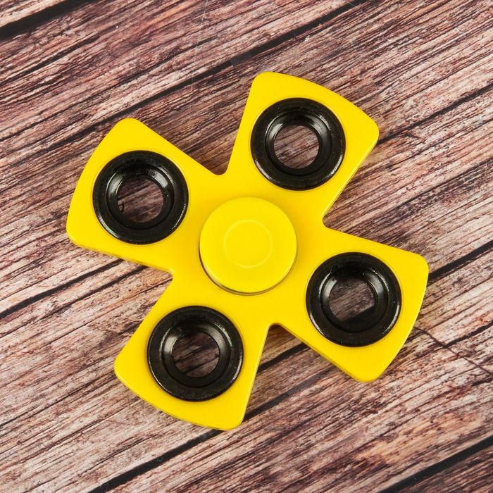 Спиннер "X" желтый, черные вставки 8,5*8,5*1