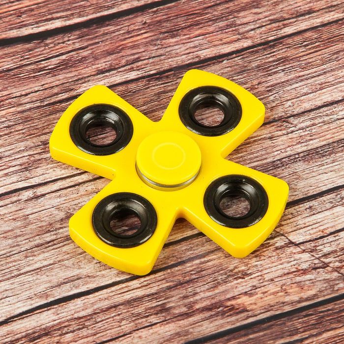 Спиннер "X" желтый, черные вставки 8,5*8,5*1