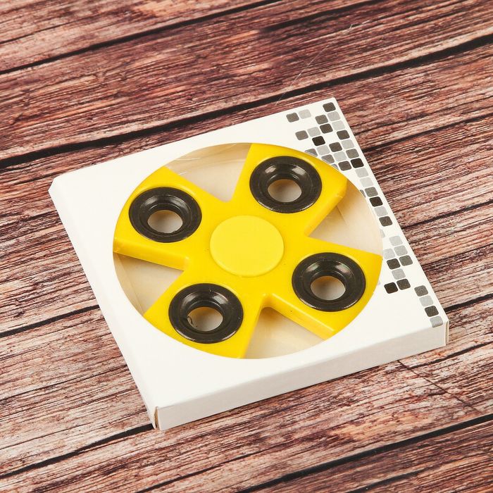Спиннер "X" желтый, черные вставки 8,5*8,5*1