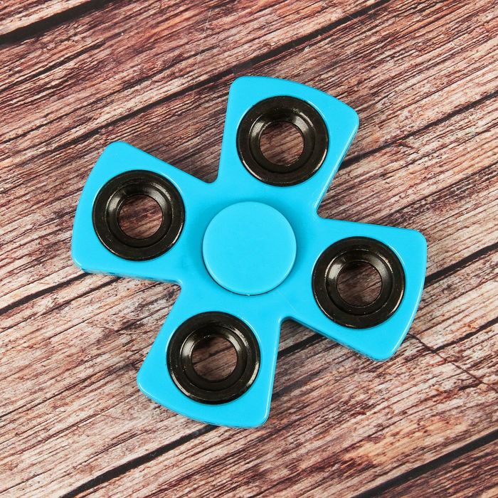 Спиннер "X" синий, черные вставки 8,5*8,5*1