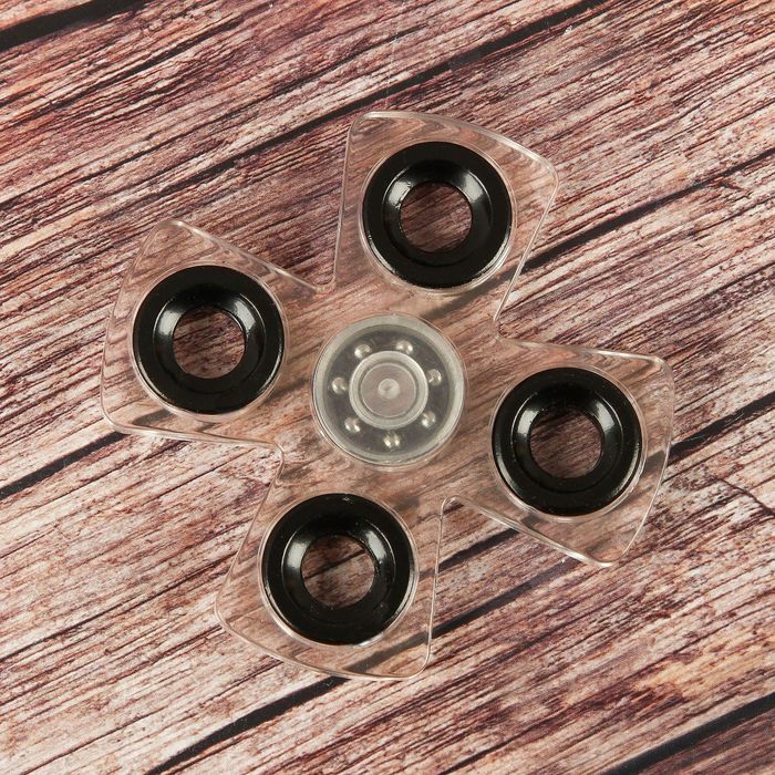 Спиннер "X" прозрачный, черные вставки 8,5*8,5*1