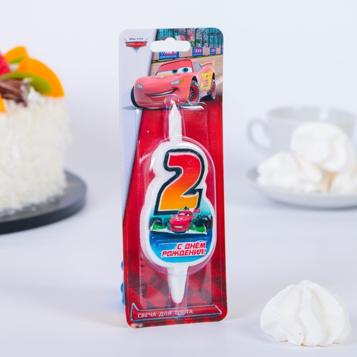 Свеча для торта цифра "Disney. Тачки" красная "2"