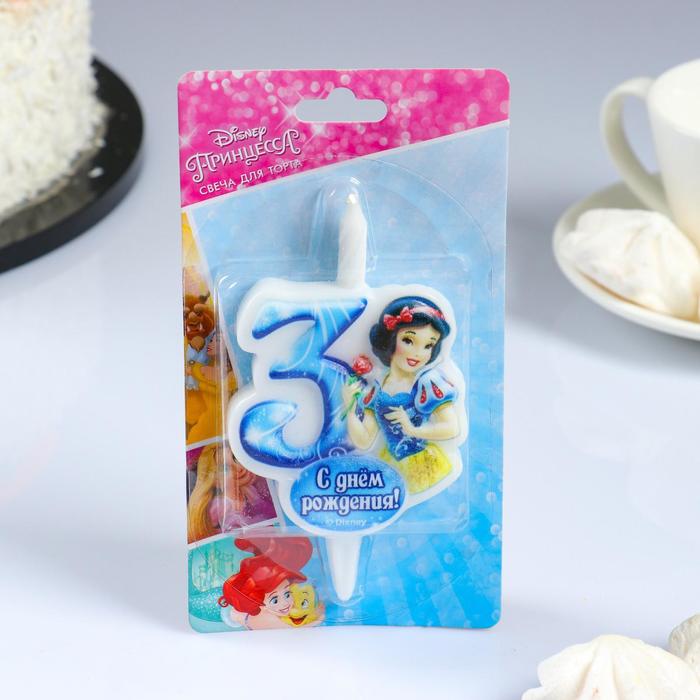Свеча для торта цифра "Disney. Принцессы" "5" синяя