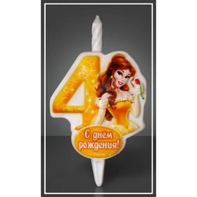 

Свеча для торта цифра "Disney. Принцесса Белль" жёлтая "4"
