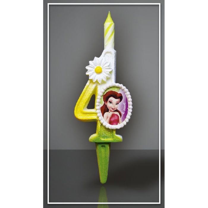 Свеча для торта цифра "Disney. Феи" бело-зелёная "4"