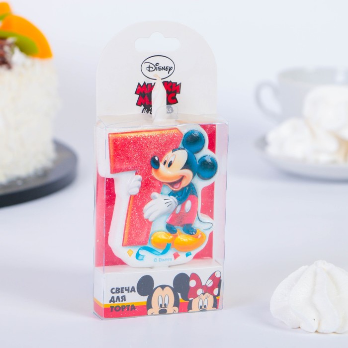 Свеча для торта цифра "Disney. Микки" "7" красная