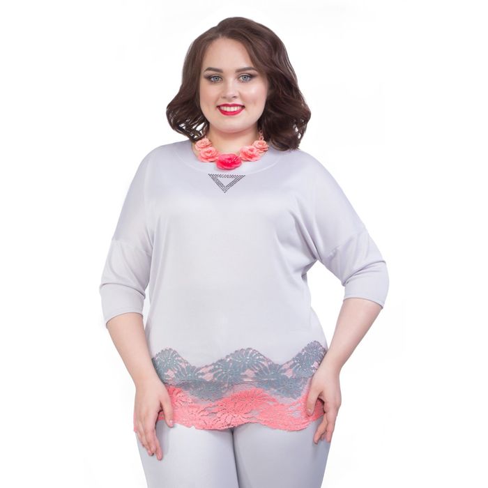 Блуза женская, размер 56, цвет серый