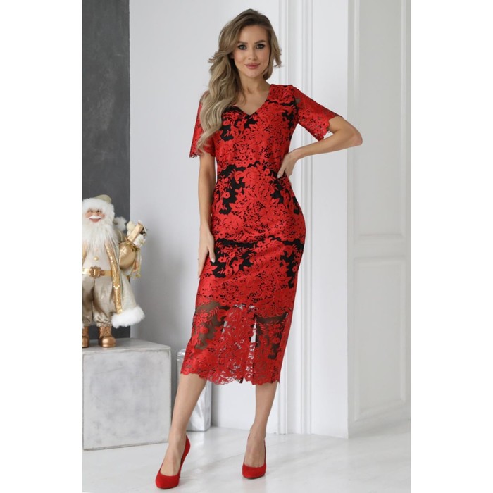 Платье женское, размер 50, цвет красный П3-3634