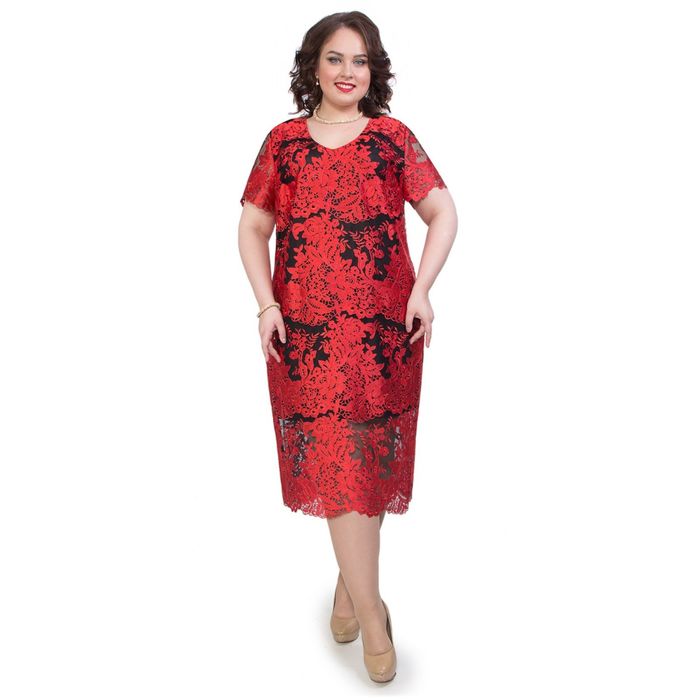 Платье женское, размер 52, цвет красный П3-3634/1
