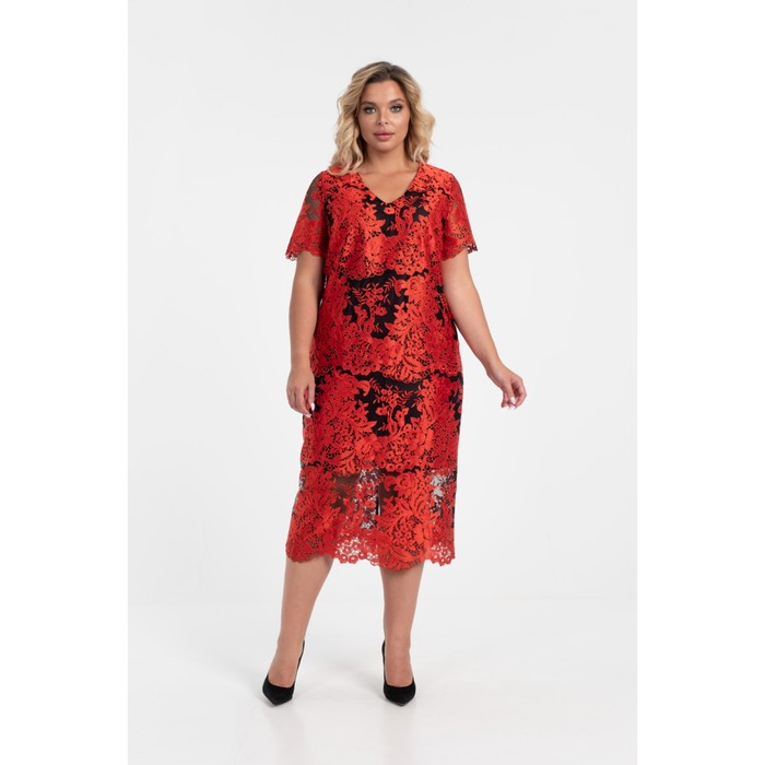 Платье женское, размер 54, цвет красный П3-3634/1