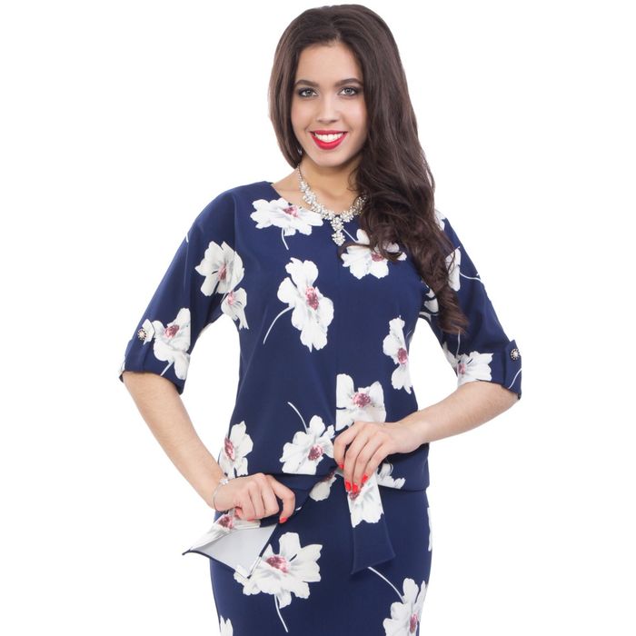 Костюм (блуза+юбка), размер 42, цвет синий К4-3646