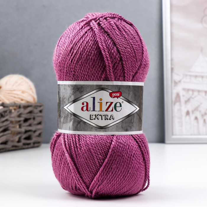 Пряжа "Extra" 10% шерсть, 90% акрил 220м/100гр (28 ярко-сухая роза)