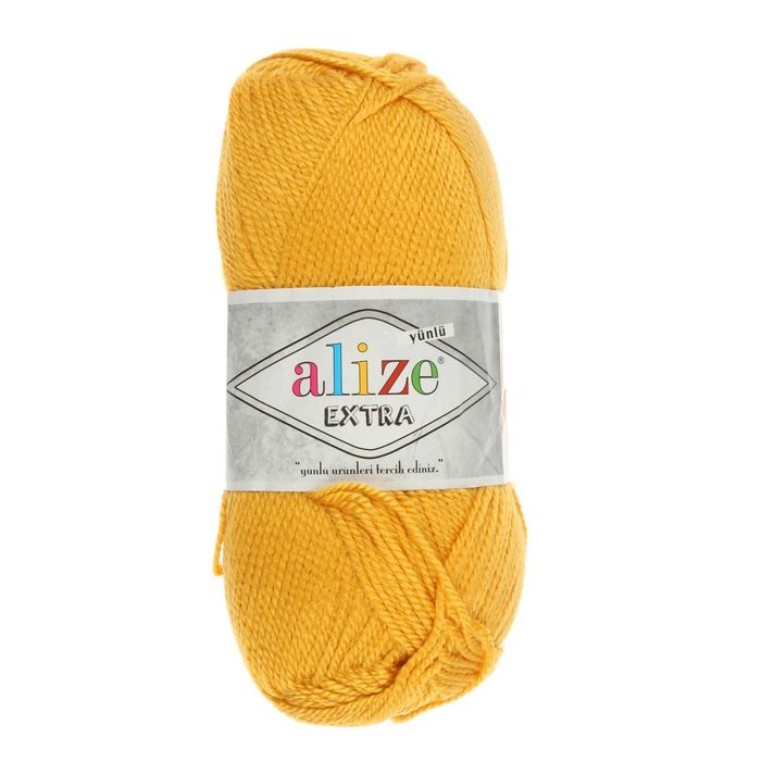Пряжа "Extra" 10% шерсть, 90% акрил 220м/100гр (488 желтый)