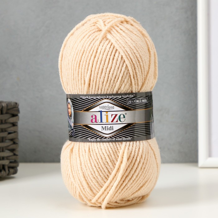 Пряжа "Superlana midi" 25% шерсть, 75% акрил 170м/100гр (310 медовый)