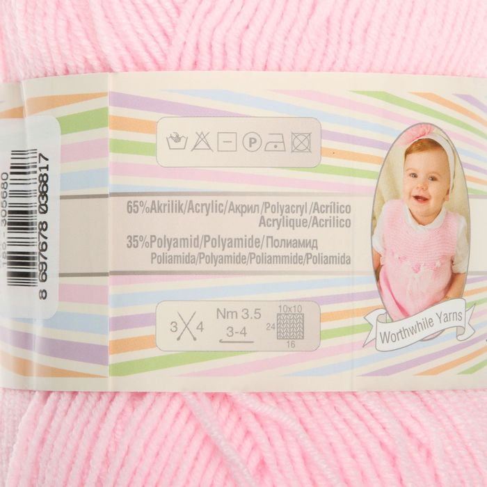 Пряжа "Happy baby" 65% акрил, 35% полиамид 330м/100гр (185 светло розовый)