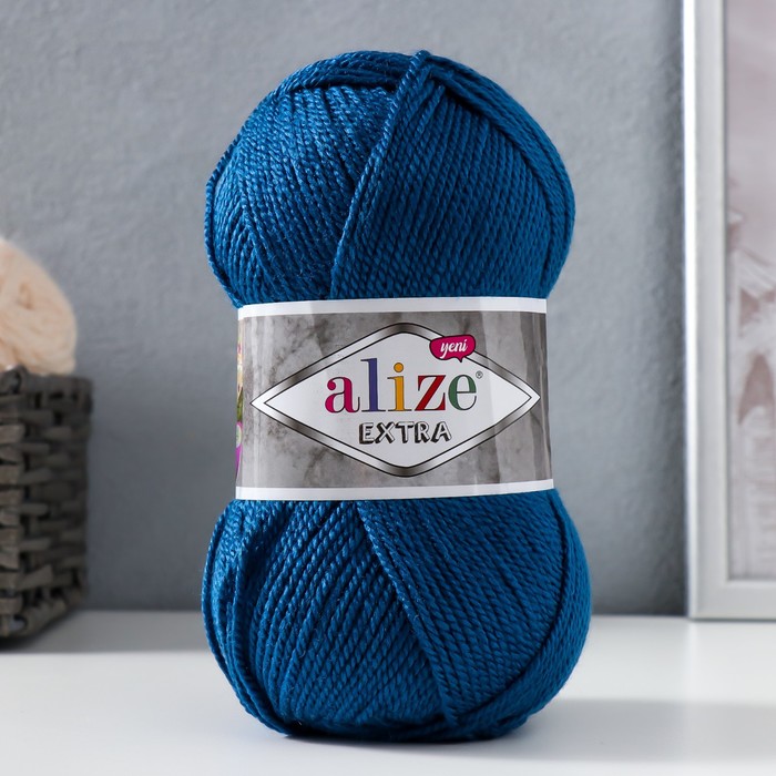 Пряжа "Extra" 10% шерсть, 90% акрил 220м/100гр (409 джинс)