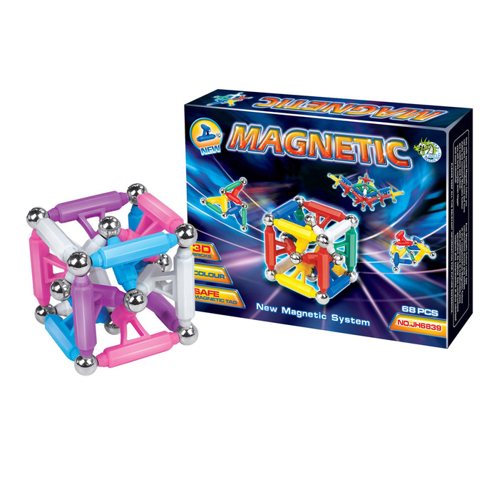 Конструктор магнитный «Магический куб», 68 деталей