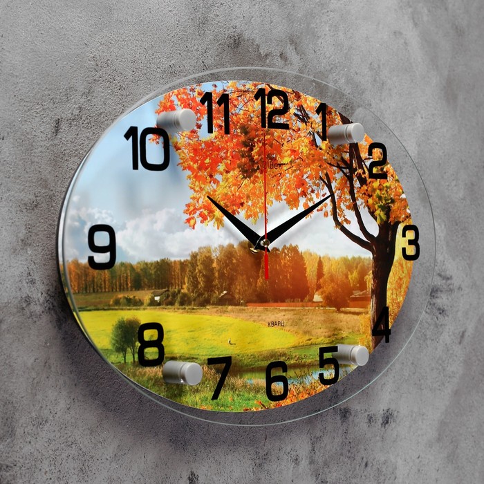 Часы настенные овальные "Осенний лес", 24х34 см микс