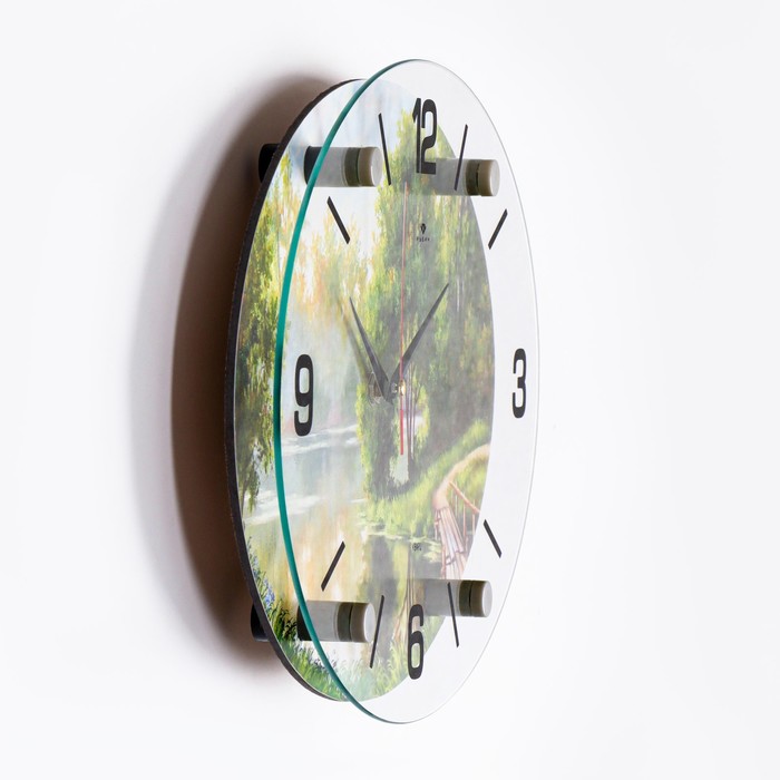 Часы настенные овальные "Река в лесу", микс 24х34 см