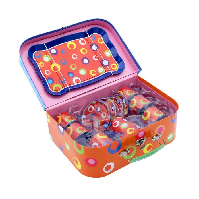 Набор металлической посуды "Горох", 12 предметов в чемодане