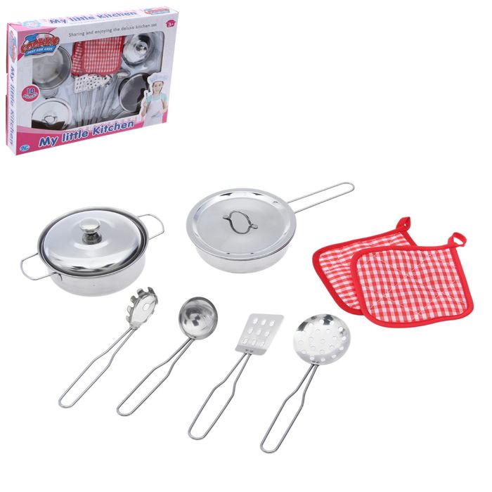 Набор металлической посуды "Крутой повар", с прихваткой