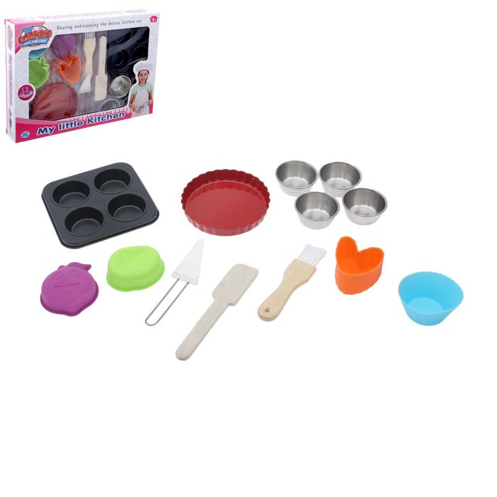 Набор металлической посуды "Пекарь" с силиконовыми формочками, 13 предметов