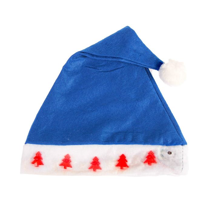 Колпак новогодний "Матовый" синий, ёлочки свет 28*38 см