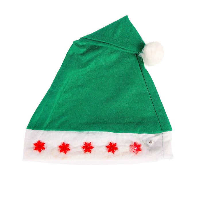 Колпак новогодний "Матовый" зелёный, снежинки свет 28*38 см