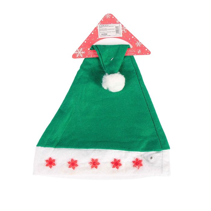 Колпак новогодний "Матовый" зелёный, снежинки свет 28*38 см