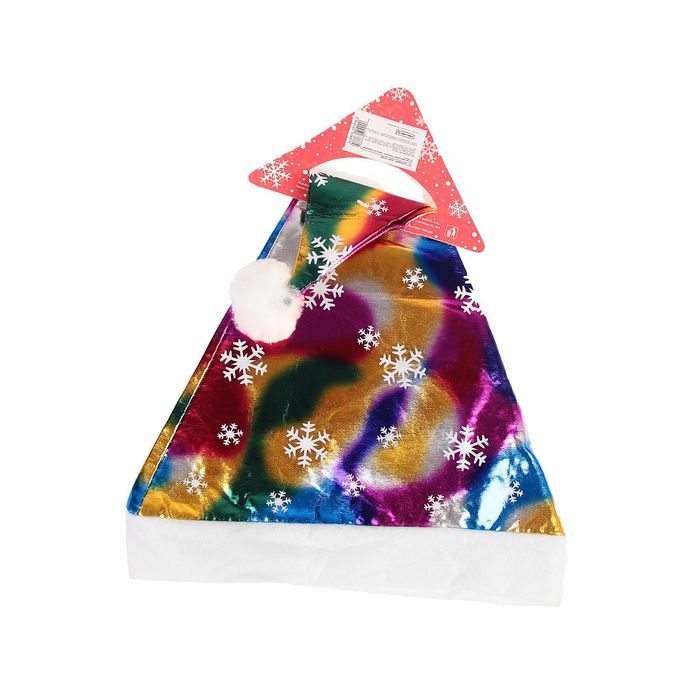 Колпак новогодний "Мерцание" радуга со снежинками 27*40 см