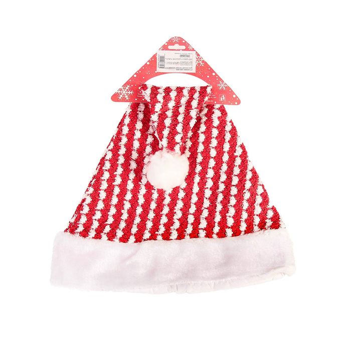 Колпак новогодний "Текстурный" красно-белый 28*40 см