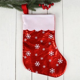 Носок для подарков 'Мерцание' красный со снежинками 19*38 см Ош