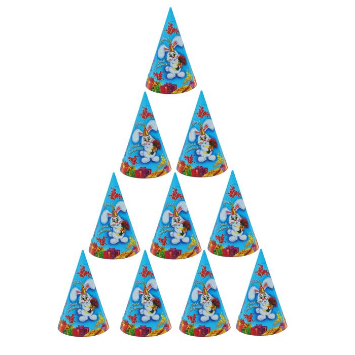 Колпак бумажный "Ура!"зайчик, 16 см