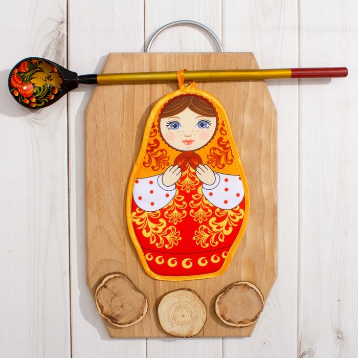 Прихватка "Матрёшка" (фотопечать), размер 24х14 см, полиэстер, хлопок 190г/м
