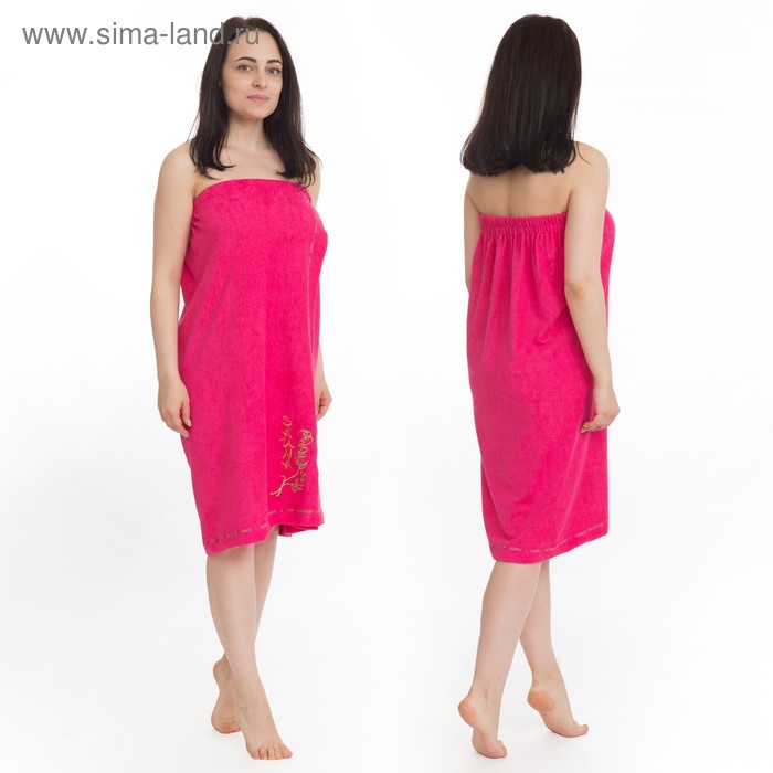 фото Килт(юбка) женский махровый с вышивкой 80х150см, малиновый гранд-стиль