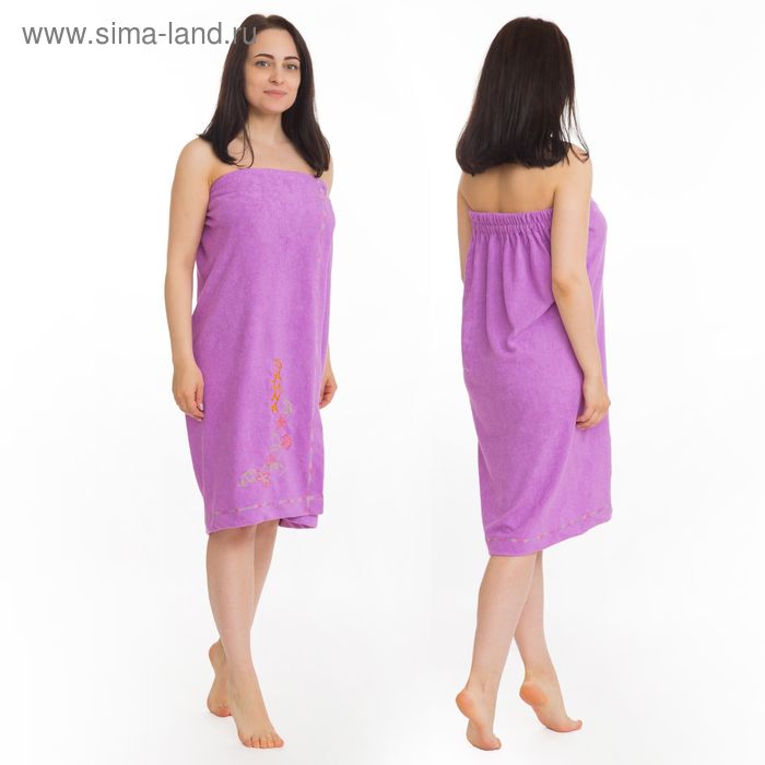 фото Килт(юбка) женский махровый с вышивкой 80х150см, сиреневый гранд-стиль