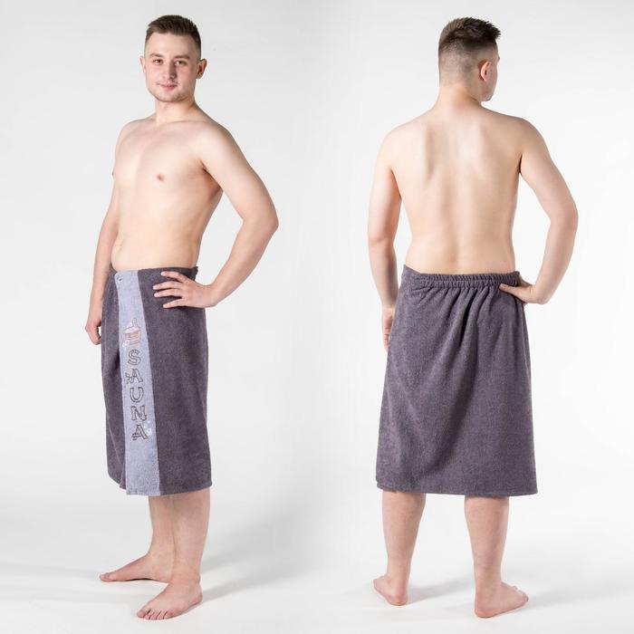 фото Килт(юбка) мужской махровый, с вышивкой, 70х160 см, цвет серый гранд-стиль