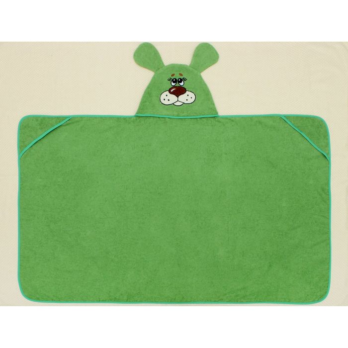 Полотенце-накидка махровое собачка, 75×125 см, зелень, Хл, 300 г/м²