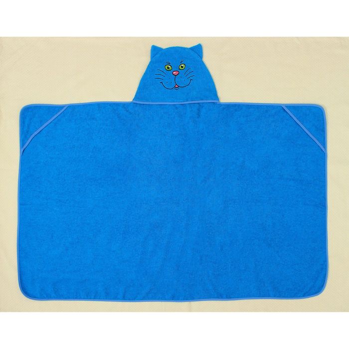 фото Полотенце-накидка махровое «котик», размер 75×125 см, цвет голубой, хлопок, 300 г/м² гранд-стиль