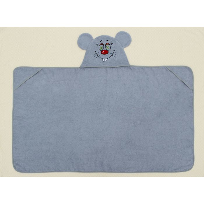 Полотенце-накидка махровое мышка, 75×125 см, серый, Хл, 300 г/м²