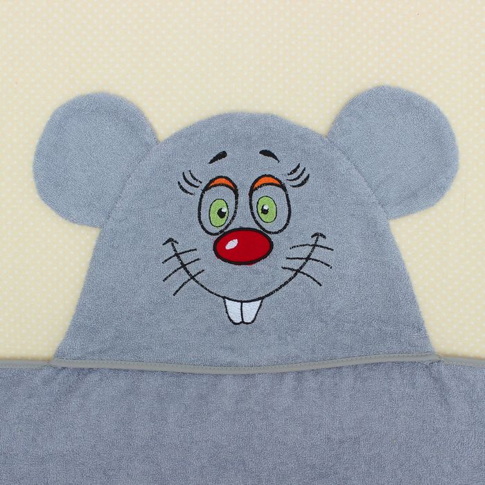 Полотенце-накидка махровое мышка, 75×125 см, серый, Хл, 300 г/м²