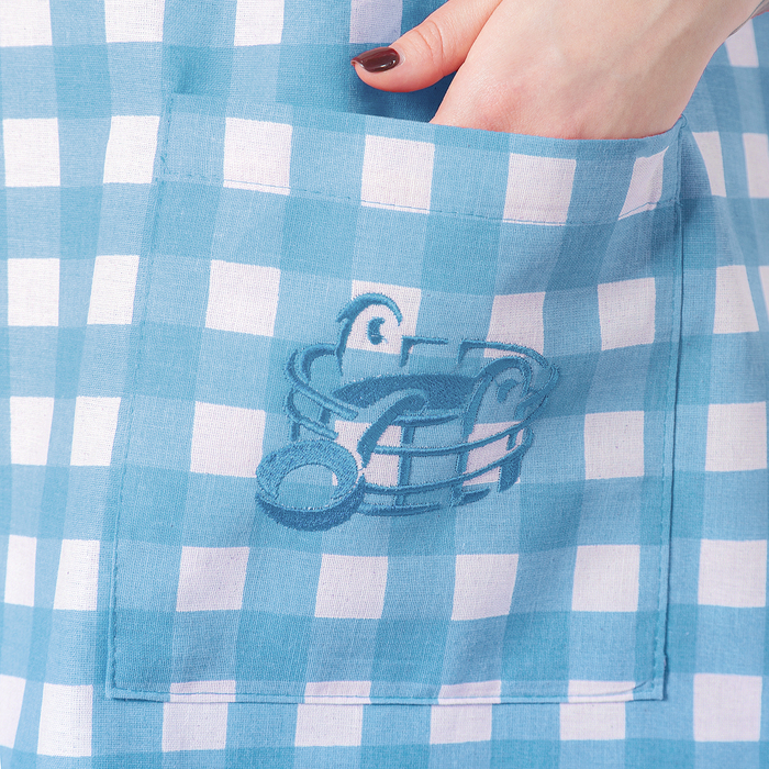 Килт(юбка) жен. вышивка, арт:КЛ-10В клетка синяя, 75х145, полулен, Хл50%, лён50%, 160 г/м